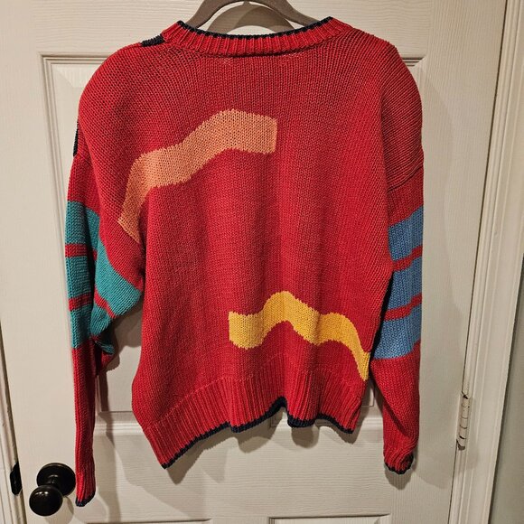 Vintage 80’s Geometric Shape Liz Wear Drop-Sleeve Sweater (Faded) - Picture 2 of 3